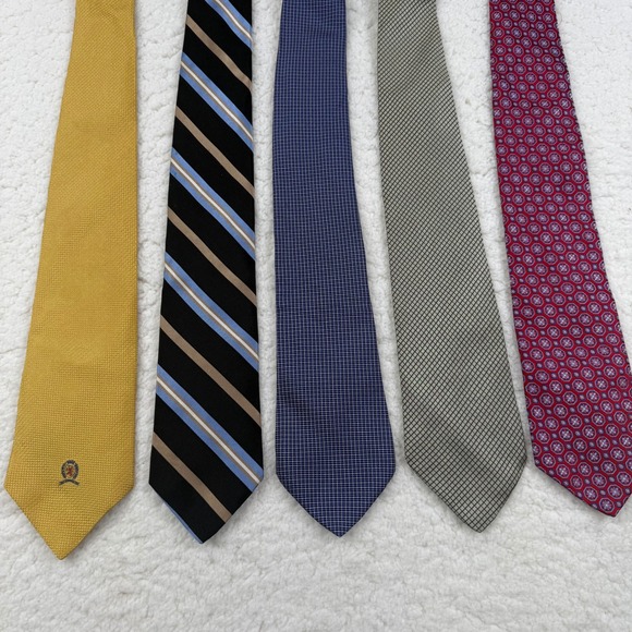 Tommy Hilfiger Other - Tommy Hilfiger Mens Silk Tie Lot of 5 Striped Geometric Medallion Check Patterns